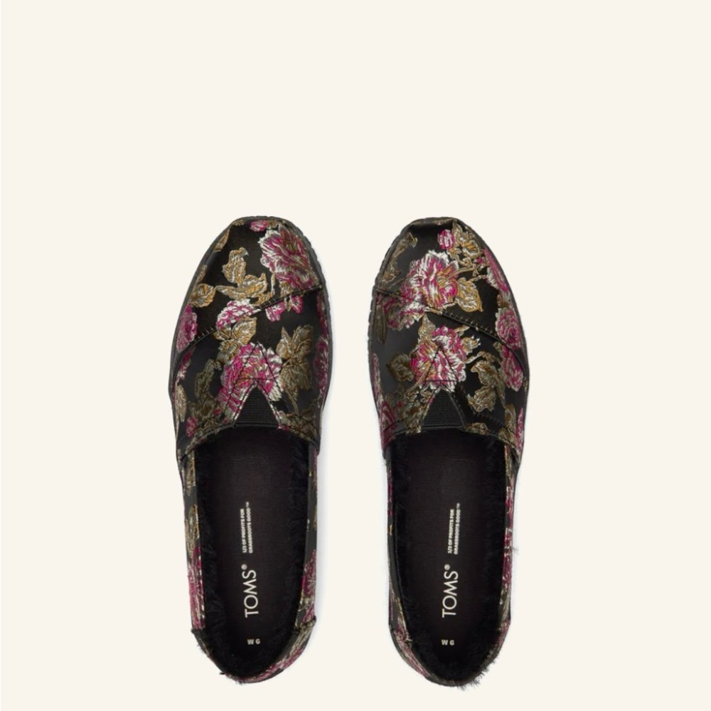 TOMS Alaprgata Leather Wrap : Black Metallic Floral Brocade W8 - Picture 9 of 13